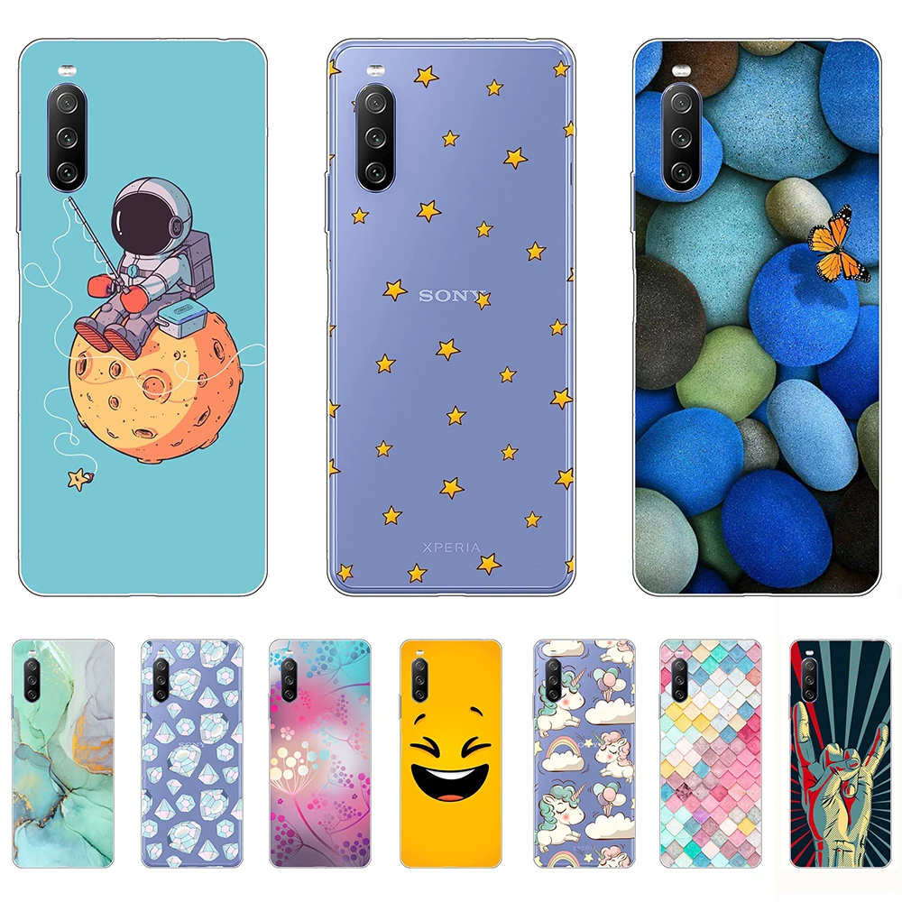 

Soft Case for Sony Xperia 10 III Silicon Cartoon Luxury Transparent Shell Back Cases 6.0Inch Shockproof Bumper Full protection