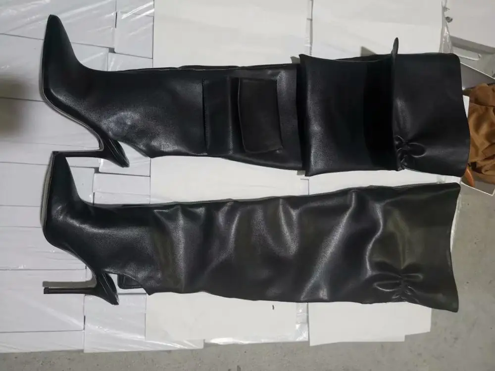 2022 Spring Autumn Woman Knee High Boots Female Thin High Heel Pointed Toe Blue Black Fashion Boots