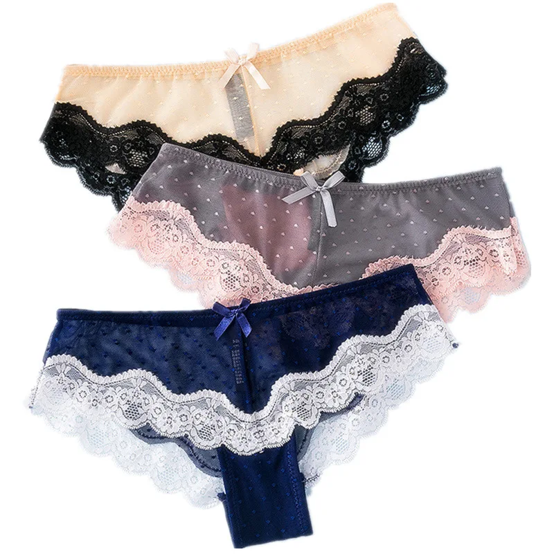 

Sexy Lace Women Underpants Bowknot Transparent Package Buttock Underwear Cute Women's Babydoll Lenceria Panties Lingerie Femme
