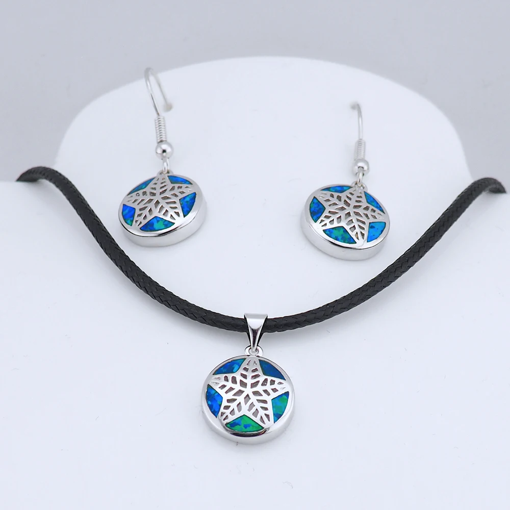 Женская кожаная цепочка с серебряным покрытием огненным опалом для дня рождения