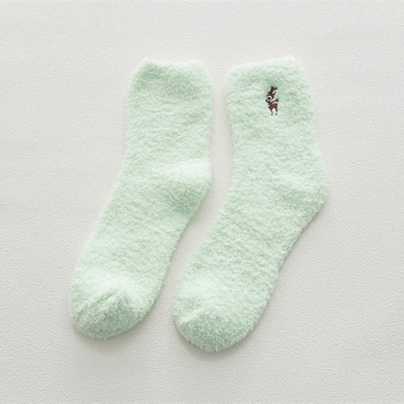 Толстые теплые носки с рисунками из мультфильмов вышивкой кота коралловые