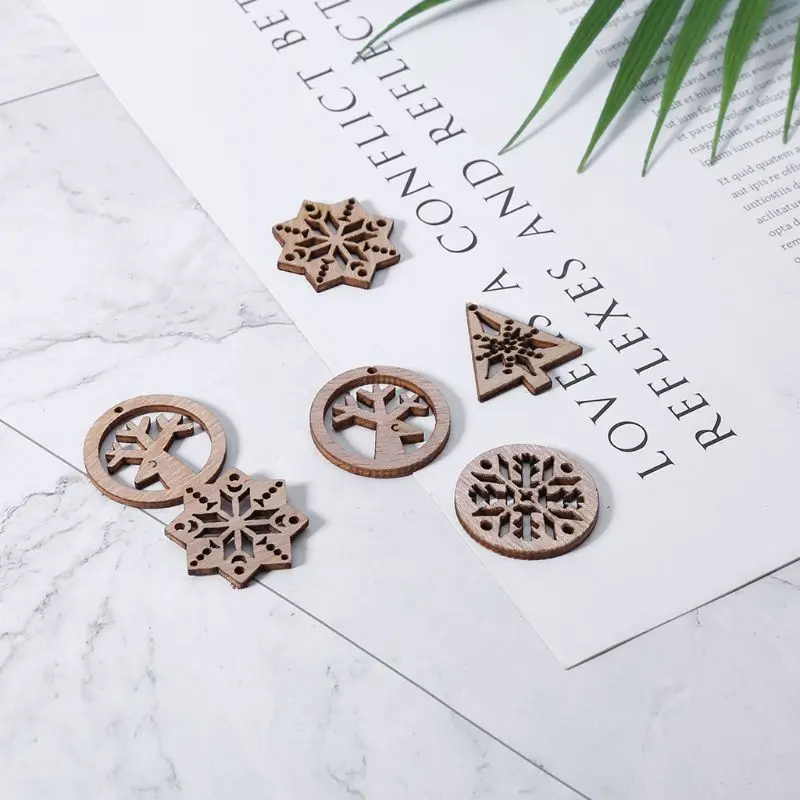 50 шт. лазерная резка дерева украшение деревянная снежинка форма ремесло