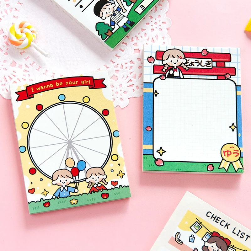 Kawaii Check List Week Month Calendar Sticky Notes Memo Pad Girl Diary Stationary Flakes Scrapbook Decorative | Канцтовары для