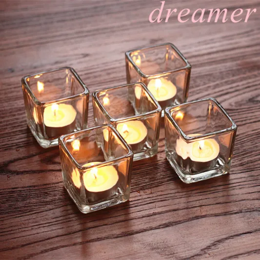 Квадратный стеклянный подсвечник для свадьбы дня рождения и набор канделябр
