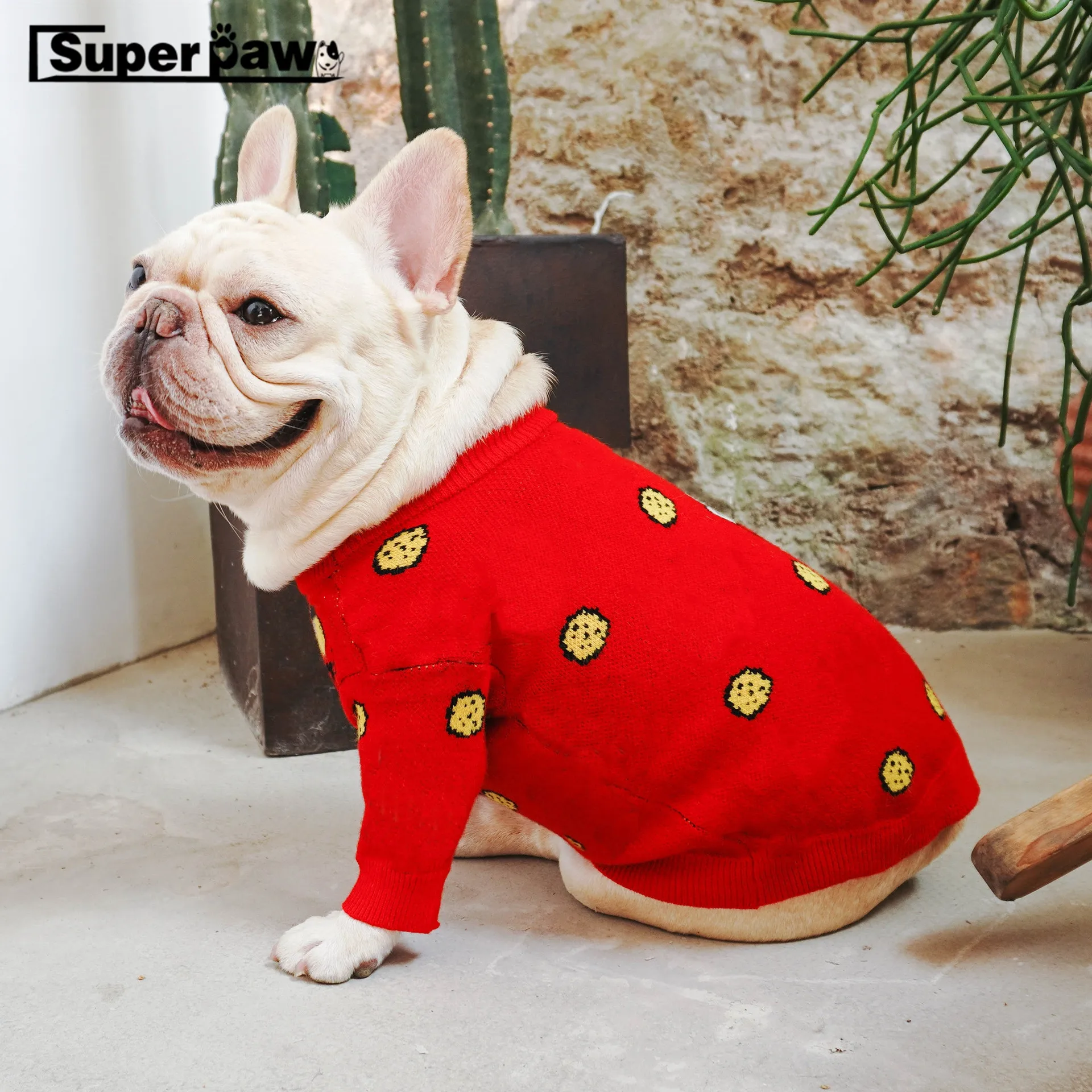 Модная одежда для собак свитер щенка толстовка с капюшоном французского