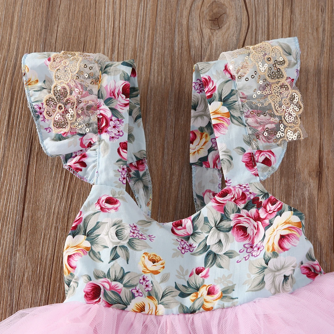 2019 летнее платье для новорожденных девочек с цветочным принтом праздничное