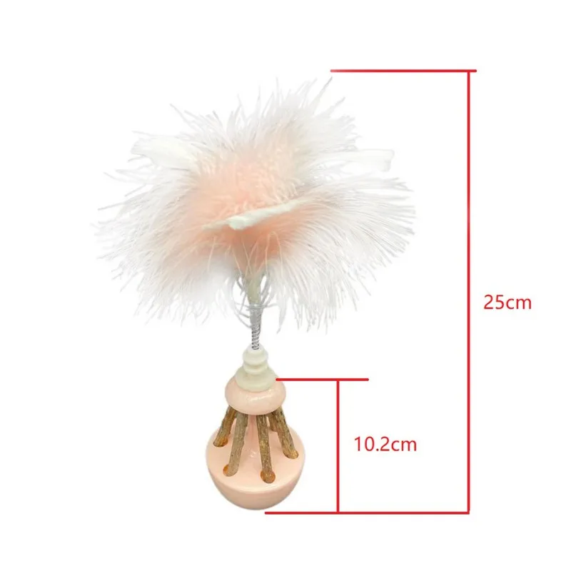 

Cat Toy Stick Feather Wand Tumbler Pet Cat Self Automatic Toys Plastic Artificial Pink Cat Teaser Toy Pet Supplies