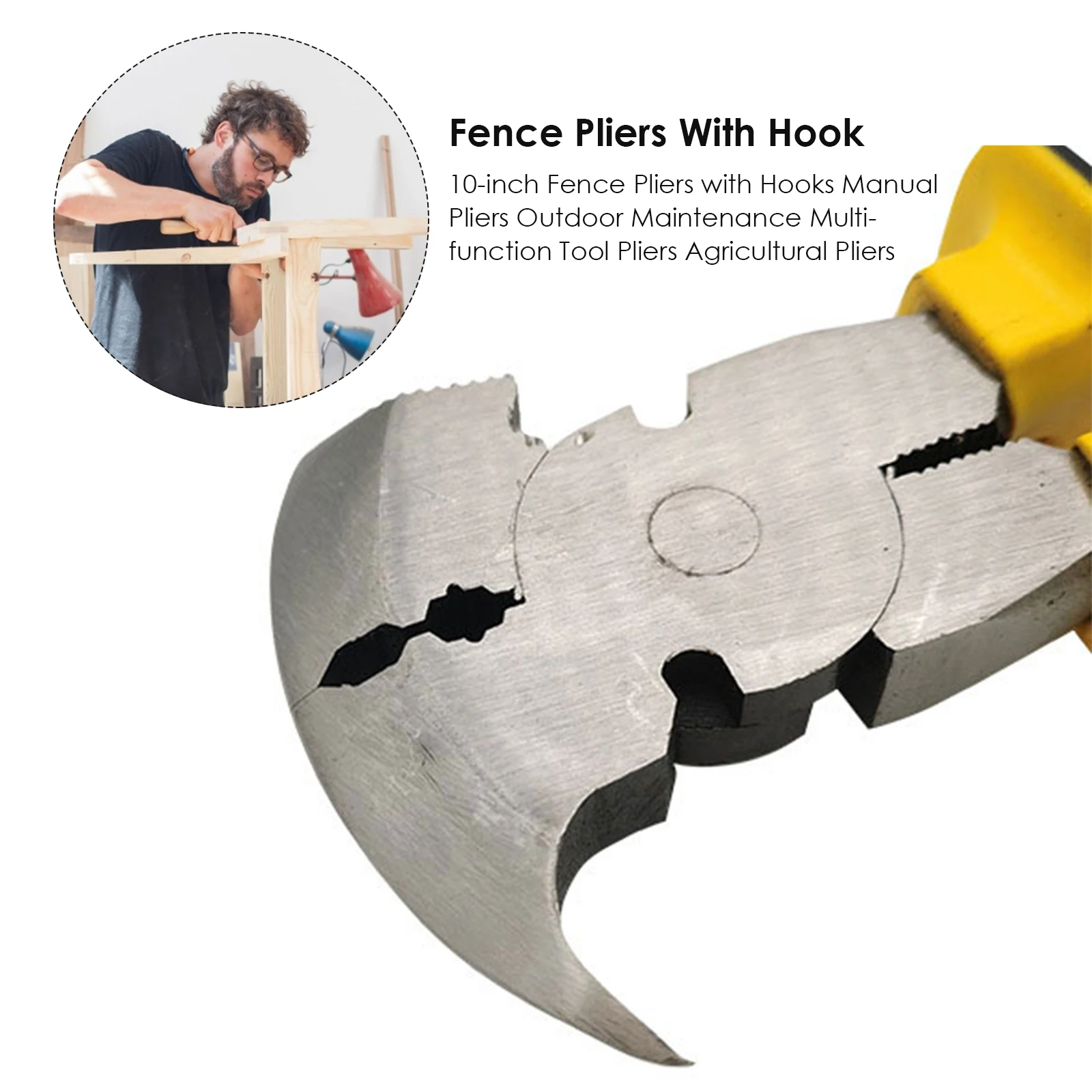 

10 Inch Fence Pliers With Hook Manual Plier Outdoor Maintenance Multi-function Tool Pliers Agricultural Pliers Garden Fence Tool