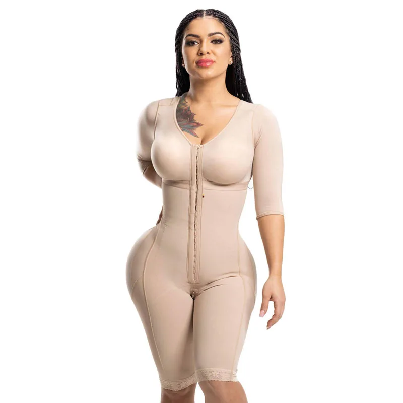 

Faja Colombiana Mujer Post-Surgery Double Compression Garments With Sleeves & Bra Tummy Control Shapewear Slimming Body Shaper