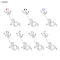 leosoxs 1 pcs hot sale 316l stainless steel gecko animal belly button ring button transparent