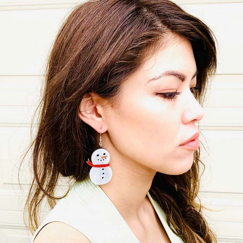 

Милые акриловые ювелирные изделия KUGUYS, рождественские серьги снеговика для женщин, аксессуары