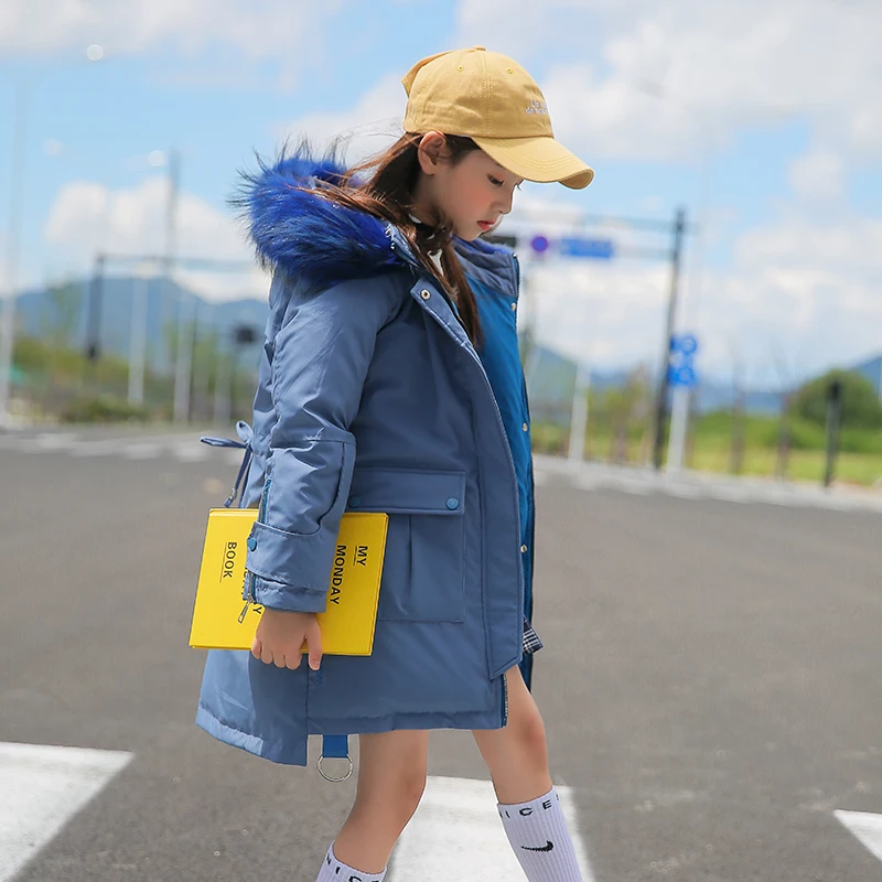 Детский пуховик для девочек одежда длинное пальто зимняя новая детская пуховая