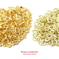 100sets brass material gold 5mm 6mm 8mm grommet eyelet with washer fit leather craft shoes belt cap bag diy supplies accessories