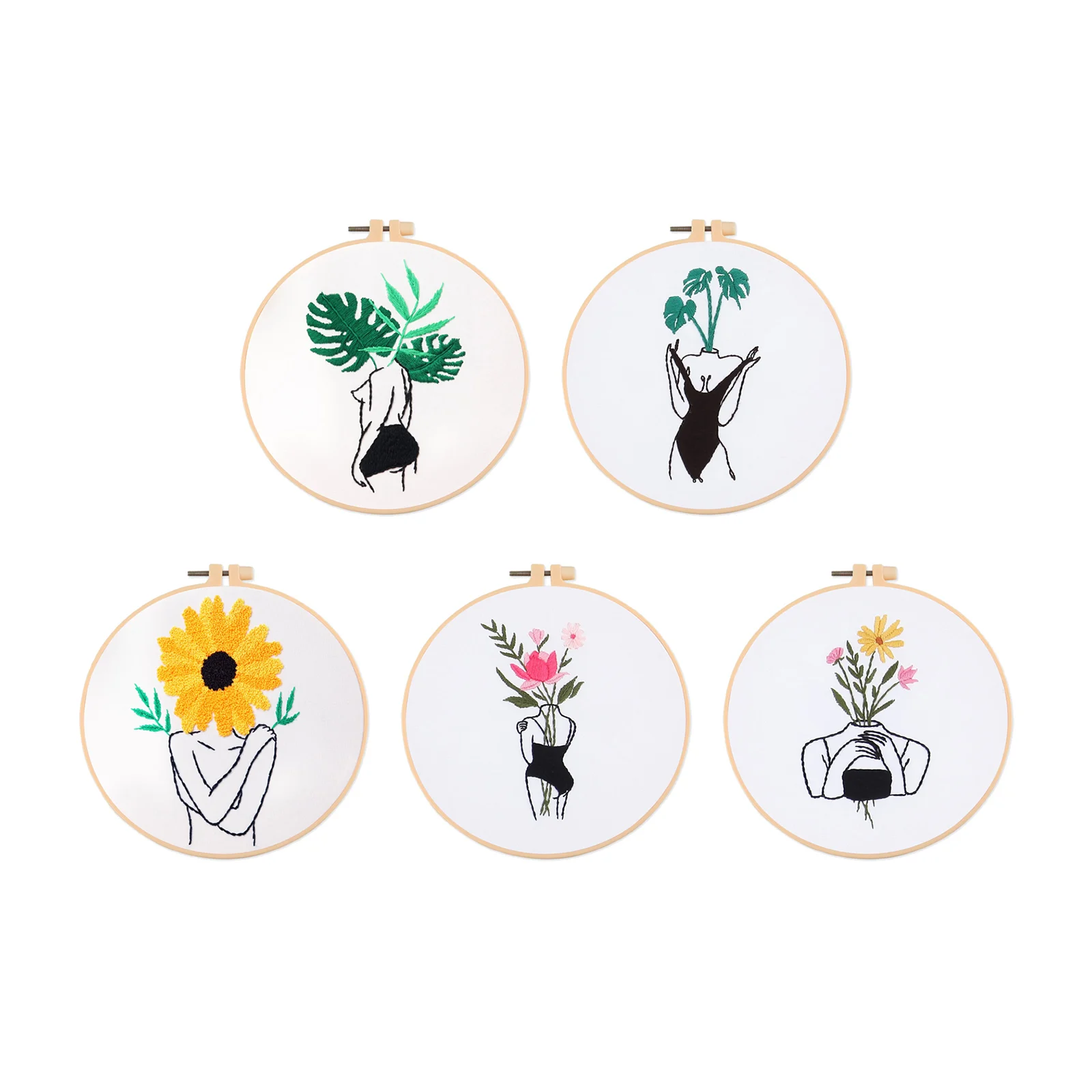 

Стартовый Набор для вышивки с рисунком, «сделай сам», для взрослых, стежок с кольцами, 5 комплектов