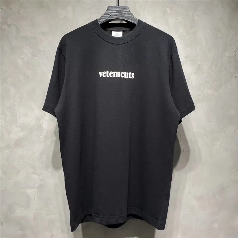 

2020ss Vetements t shirt Men Wome Short Sleeve Big tag Casual Embroidery Vetements Tees Black White T-shirts