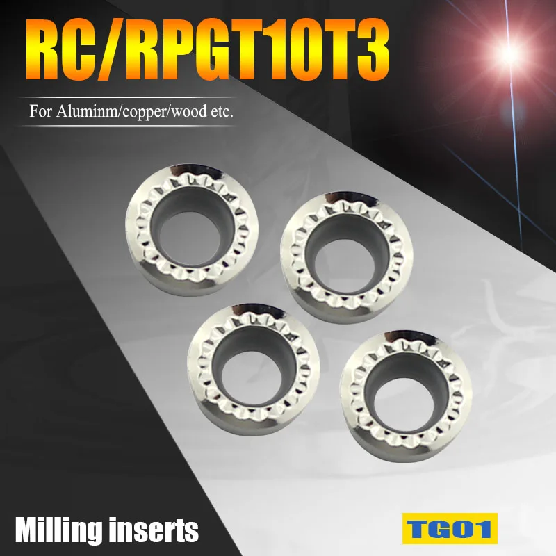 

RPGT10T3 MO Lathe turning tools round carbide insert RCGT 10T3 CNC tools thick R5 milling insert cutter for aluminum,copper,wood
