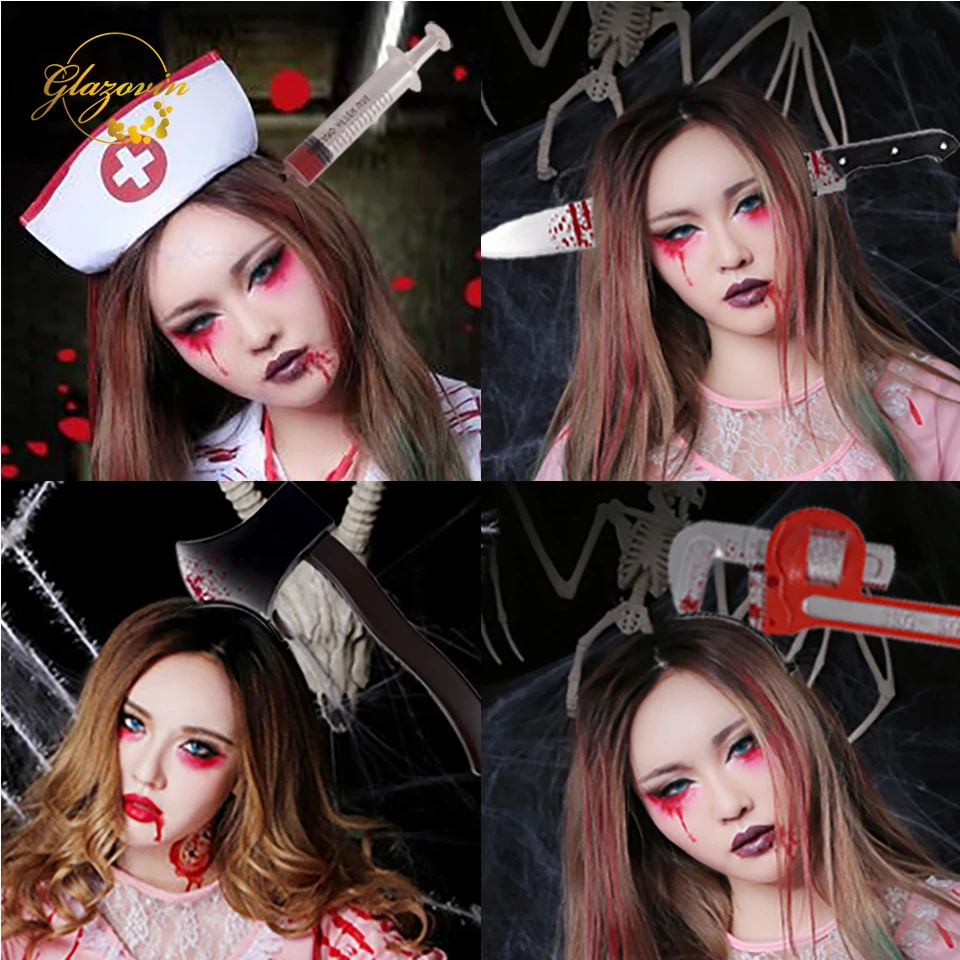 Украшение для Хэллоуина кровавый нож ужас повязка на голову Хэллоуин вечерние
