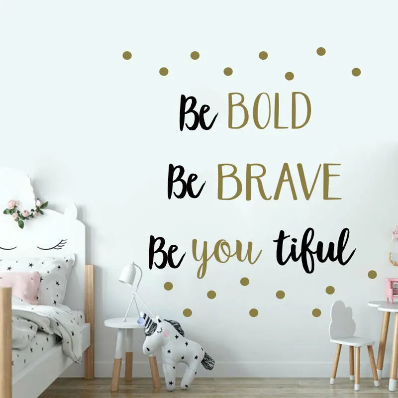 Be Bold Brave Dots мотивация Цитата Виниловые наклейки на стену для офиса украшение