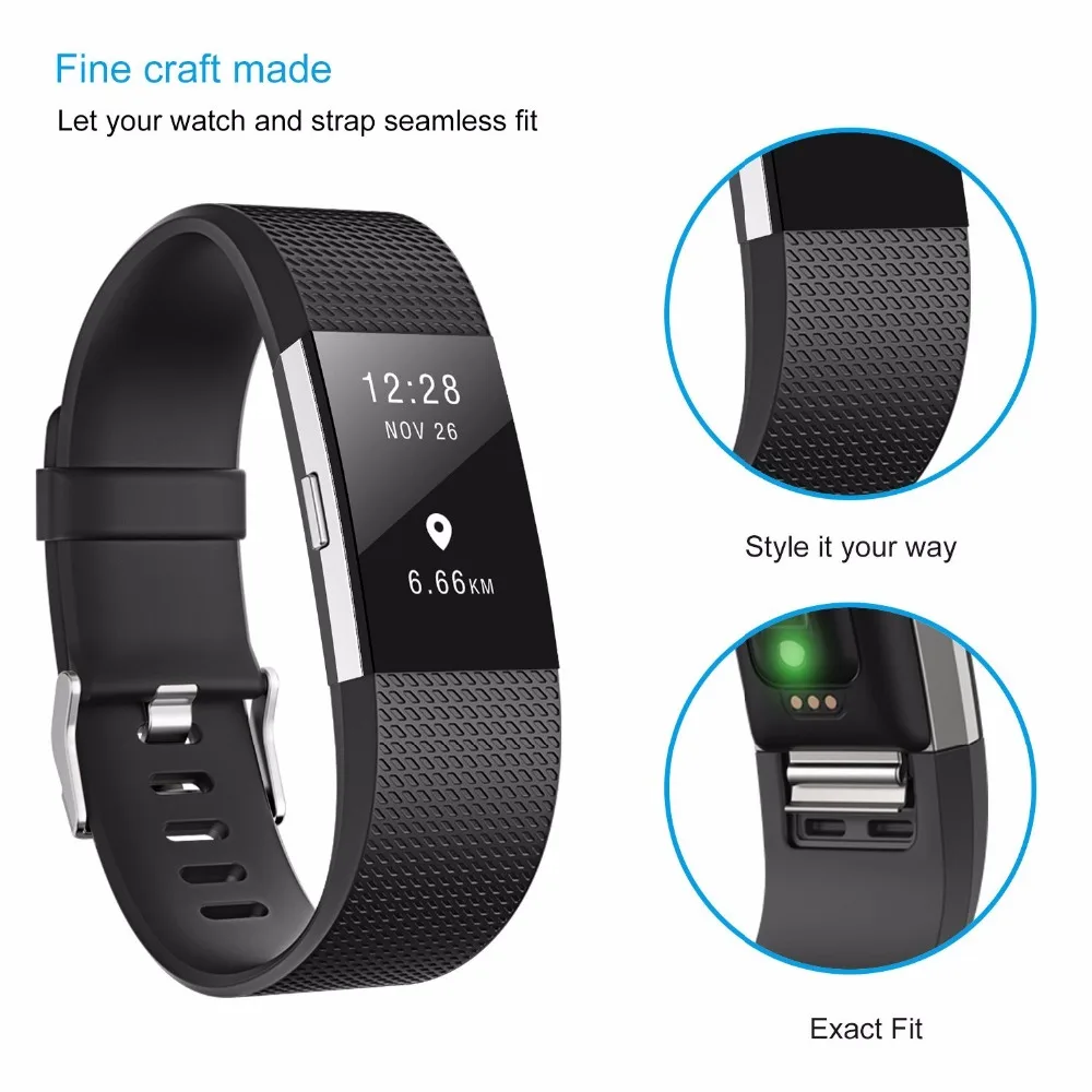 Силиконовые сменные полосы для браслета Fitbit Charge 2 Аксессуары наручных браслетов