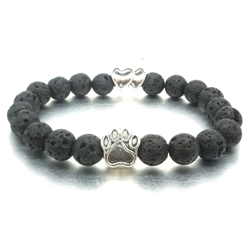 Браслет с бусинами из черного лавового камня 8 мм | Украшения и аксессуары