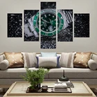 HD печать 5 панелей Холст Картина Ролекс часы зеленая вода призрак субмарин серия автоматический механический постер рамка для домашнего декора