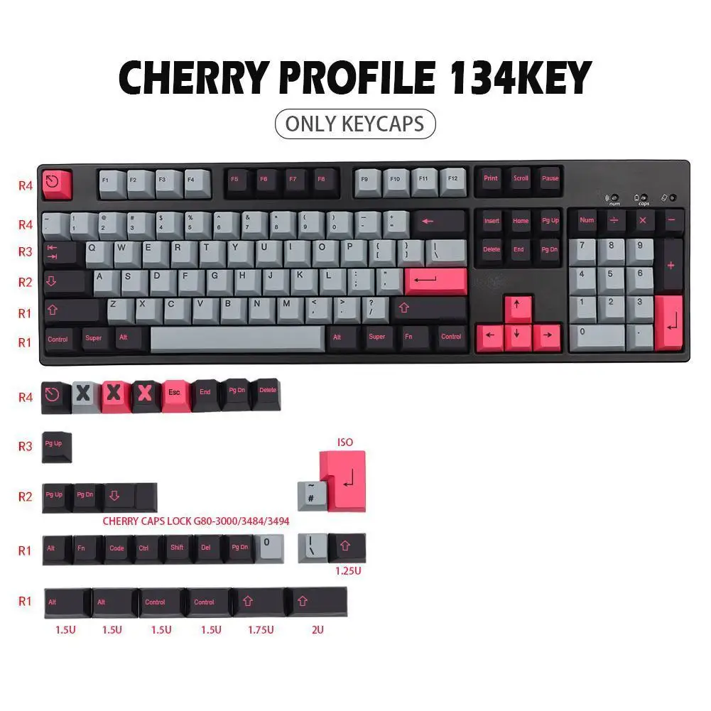 

Колпачок для клавиш 134 клавиш PBT GMK Cherry Profiel Dye-Sub/Double Shot Keycaps Voor Layout Toetsenbord 61 64 84 108 макет