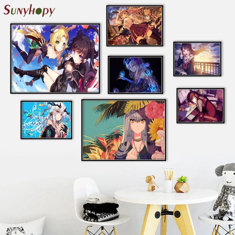 

Classic Anime Girl Canvas Painting HD Figure Poster and Prints Custom Wall Art Picture for Living Room 50X75cm