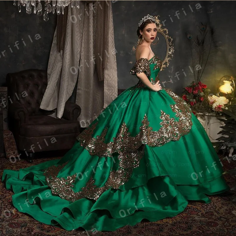 Фото Ярко-голубое милое платье 16 Quinceanera блестящее кружевное Пышное вечернее платье бальное платье мексиканская Девочка платье на день рождения №5