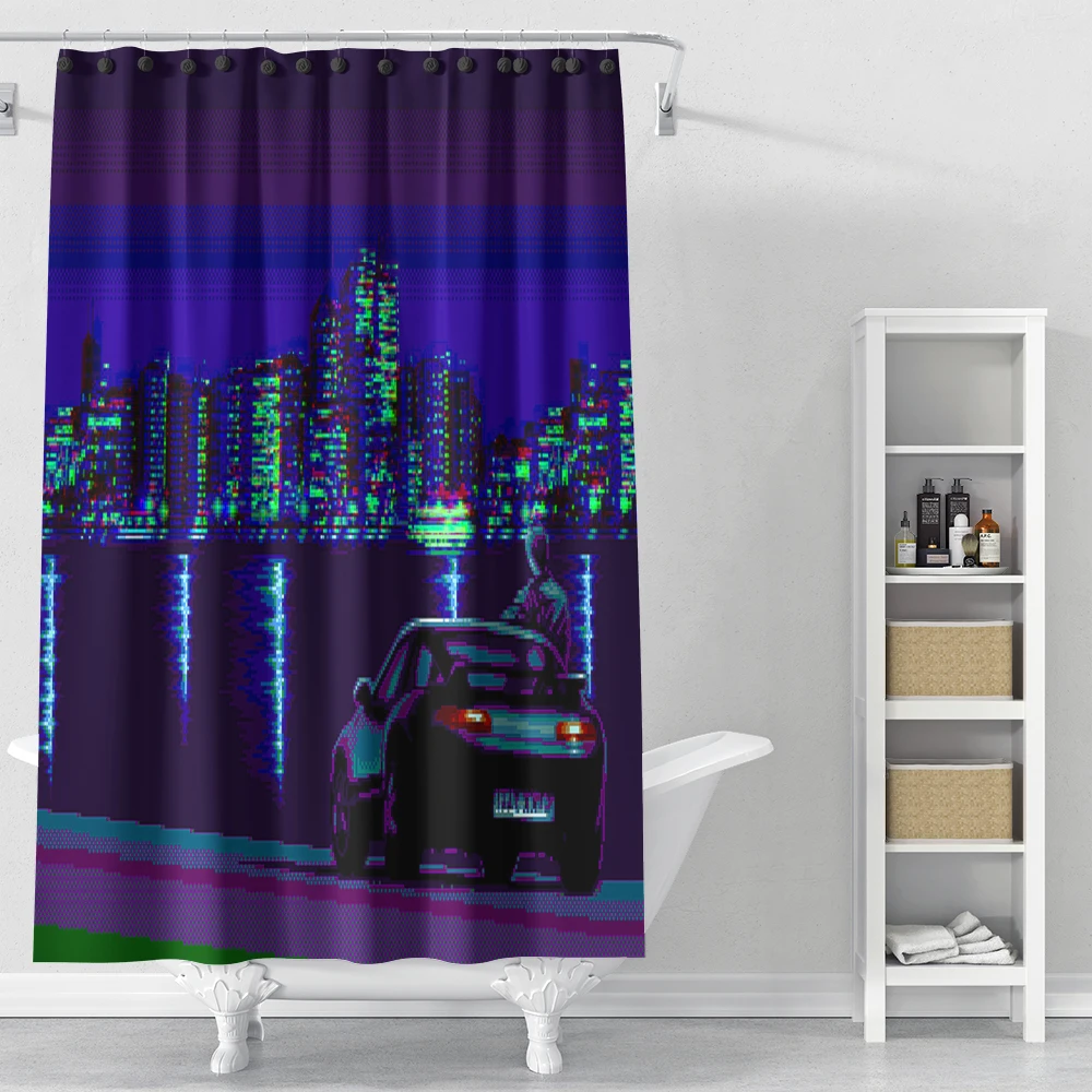 

Custom 3D Morden Sunset Car Landscape Scenery Print Shower waterproof Curtain Bathroom for home decoration