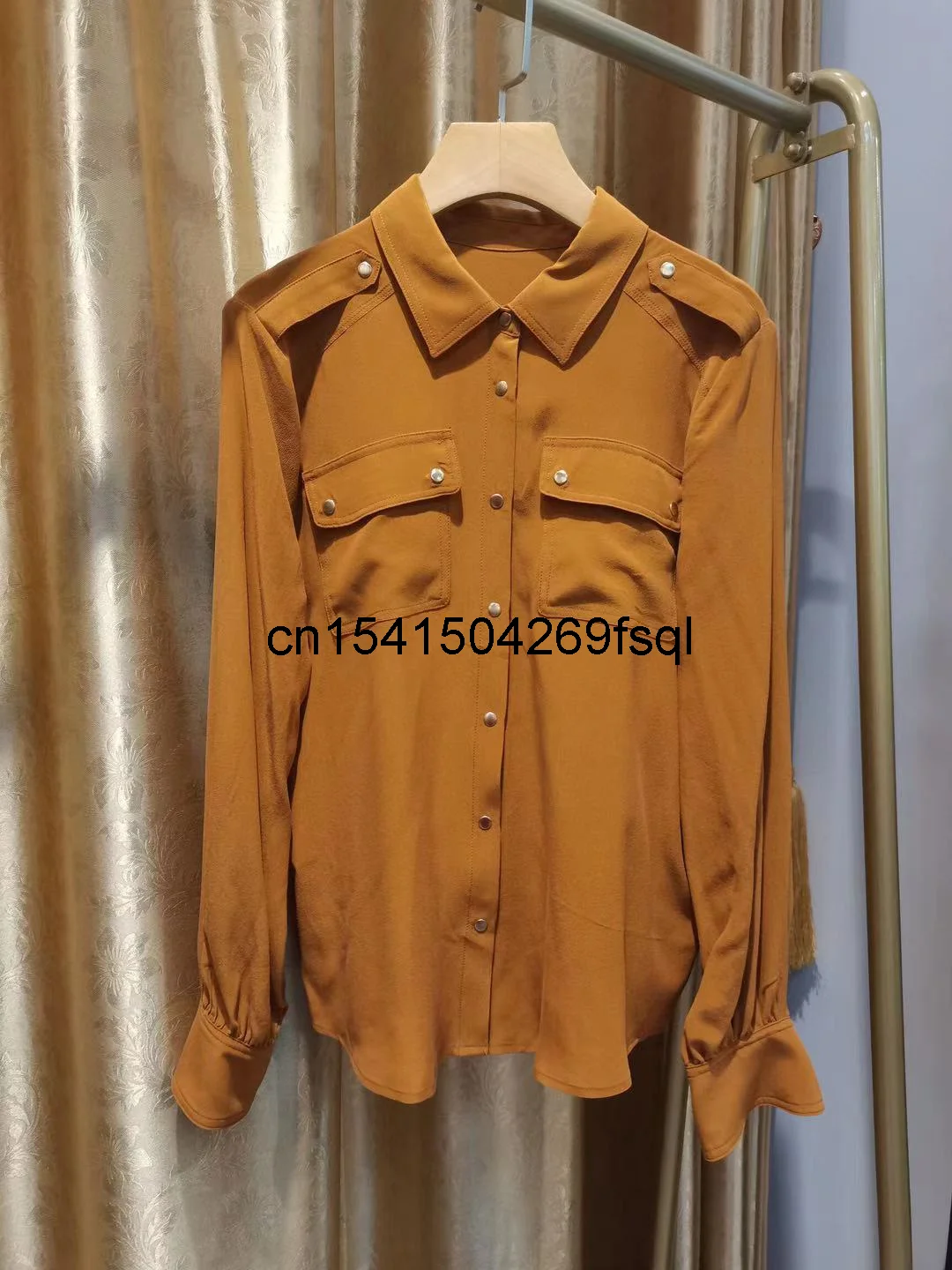 

New Fashion Women Solid Shirts 2021 Runway Luxury Famous Brand European Design Party Style Ladies Silk Blouse