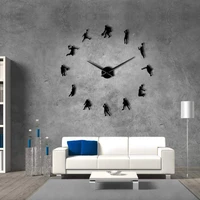 acrylic mirror wall clock cartoon man playing basketball pattern living room wall clock decoration removable wall sticker