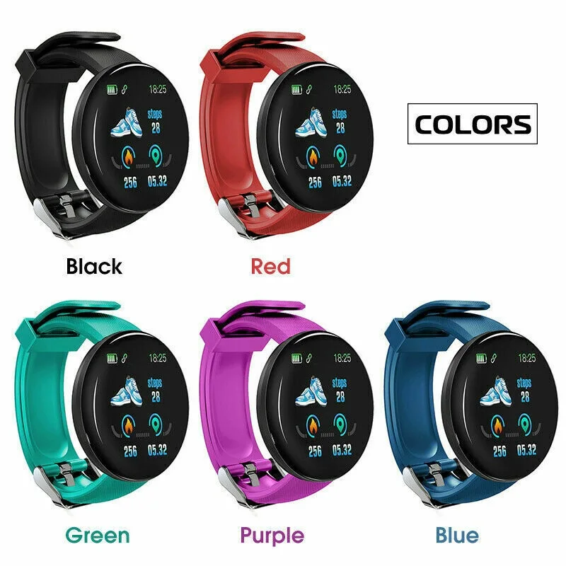 

D18 Smart Watch Fitness Heart Rate Tracker Bluetooth Sport For Android IOS