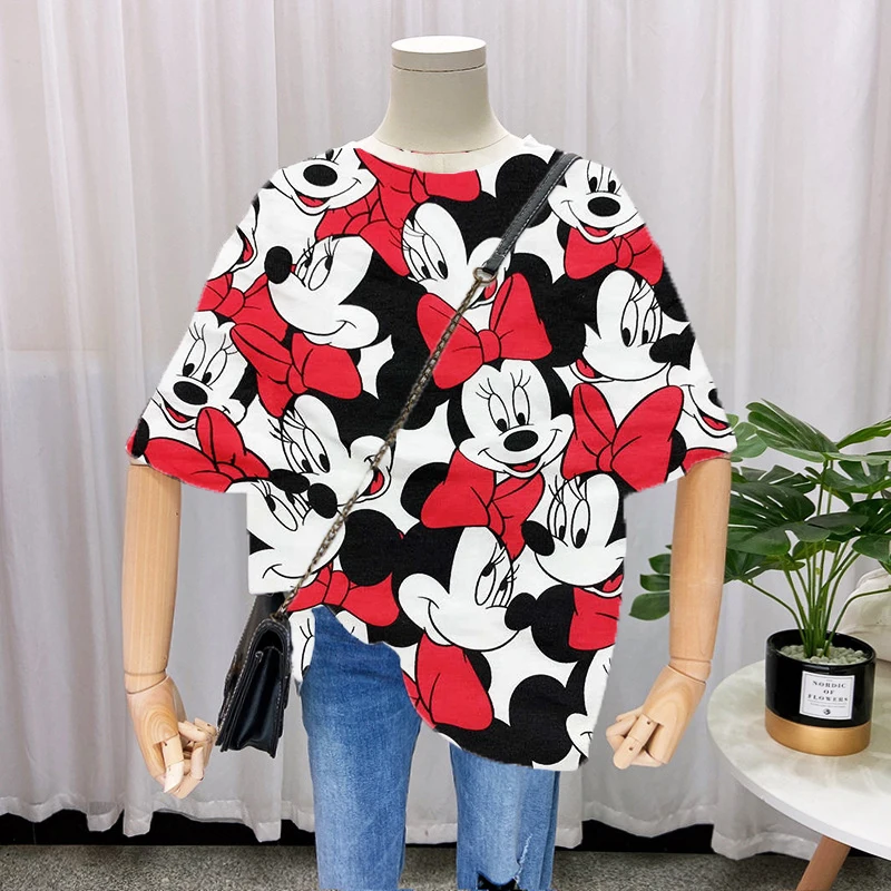 Женская короткая летняя футболка с Микки и Минни Маус | одежда