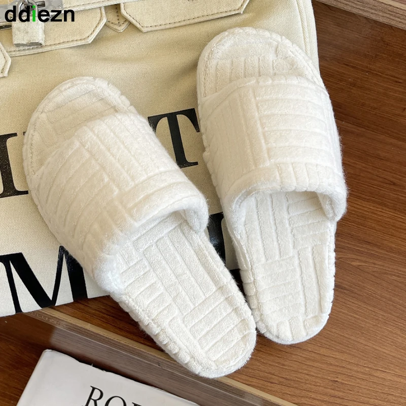 

Big Size Home Fabric Shoes Slippers Women Flip Flop 2021 Casual Outside Flip flops Indoor Round Toe Slides Female Shoes