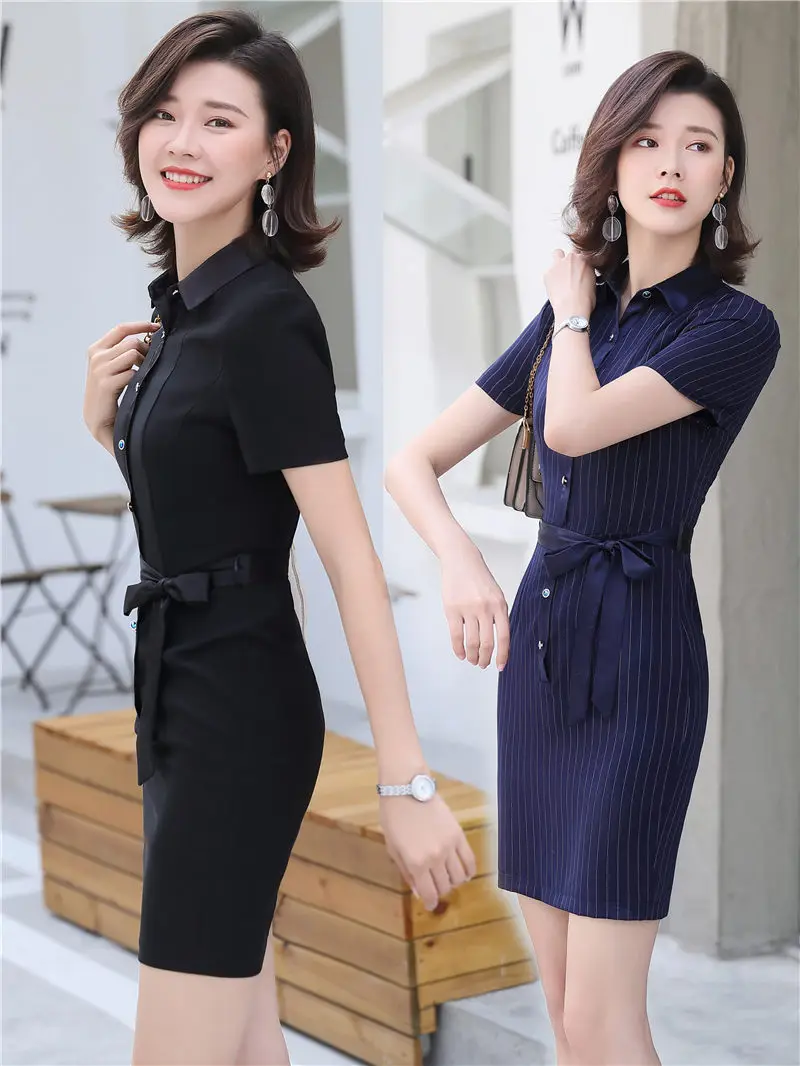 

Plus Size 4XL Summer Short-sleeved Dress OL Office Ladies Professional Wear Clothing Single Breasted Slim Fit Bodycon Dress R260