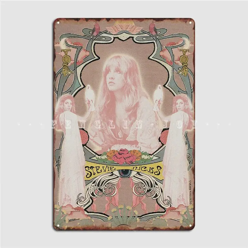 

Stevie Nicks винтажный в розовом плакате, металлическая фотография, пещера, паб, обычная Настенная роспись, жестяной плакат