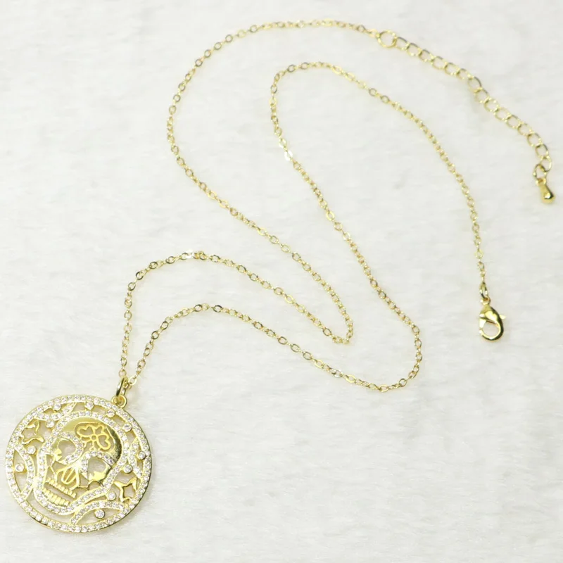 4 шт Череп медаль кулон ожерелье смесь цветов призрак подарок для леди круглый 50218