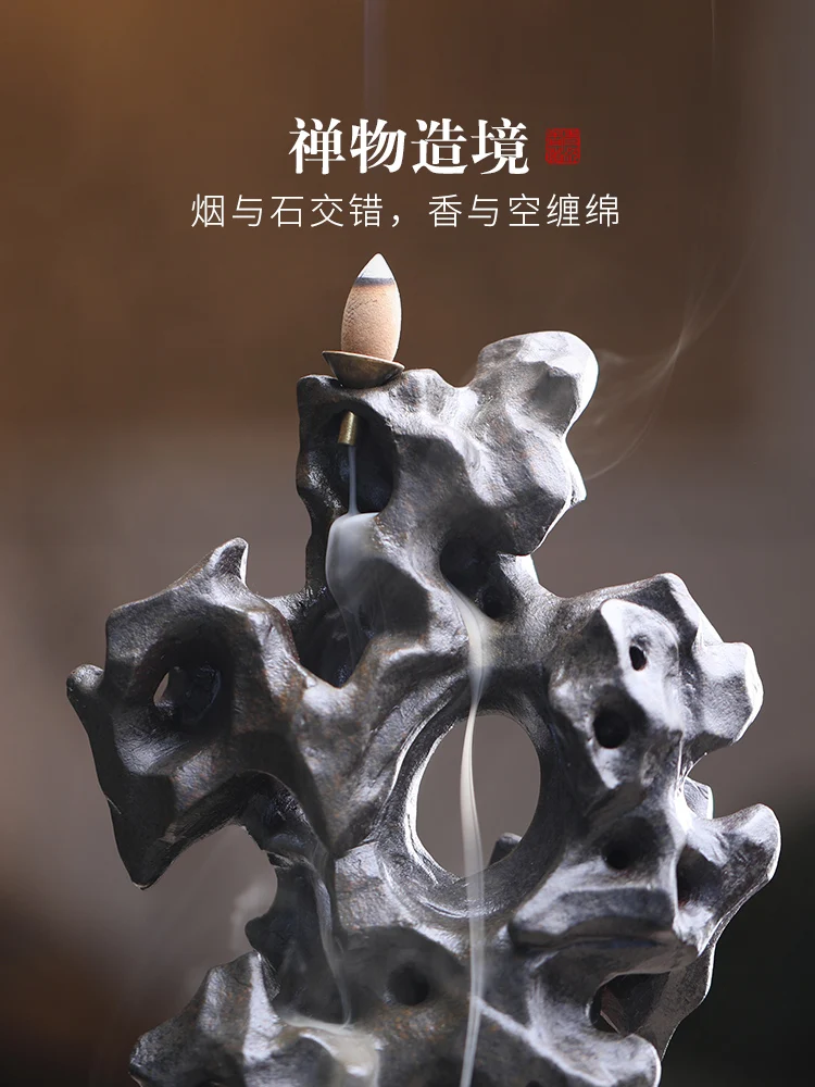 

Waterfall Backflow Incense Burner Ceramic Church Vaper Smoke Essential Vintage Black Porta Incenso Home Decor BY50XX
