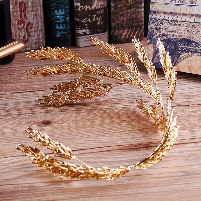 Женская корона в стиле барокко золотистая диадема свадебная тиара аксессуары