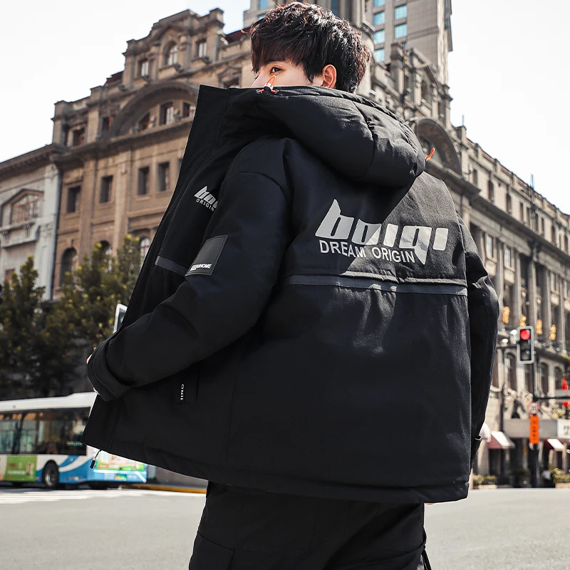 Cotton Padded Parkas Men Solid Streetwear Hip Hop Casual Thick Warm College Jackets Coats Male Winter 2021 Drop Ship