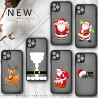 merry christmas santa claus phone case matte transparent for iphone 7 8 11 12 plus mini x xs xr pro max cover