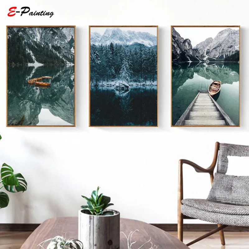 Современная Настенная картина с изображением гавани пейзажа прозрачная вода