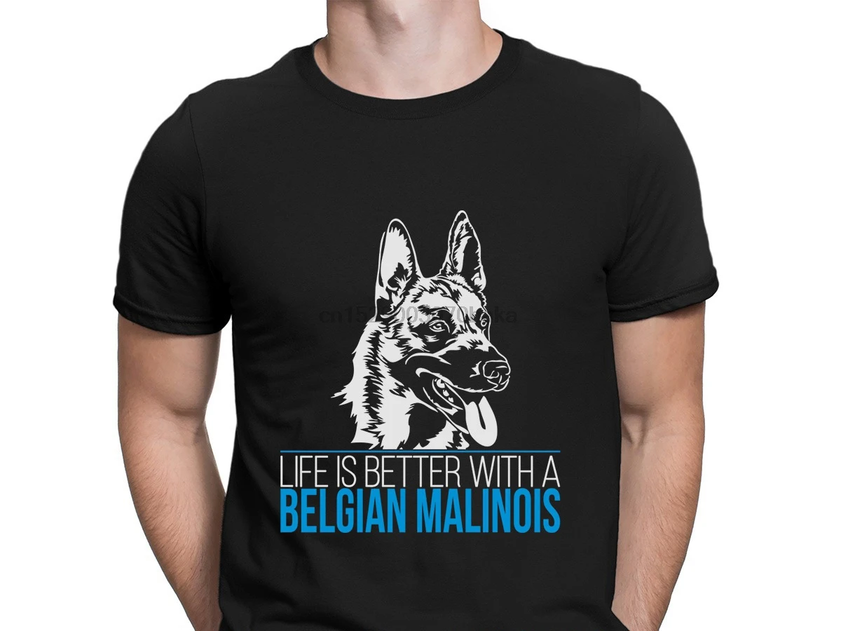 Жизнь лучше с Бельгийская малинуа футболка известный творческие большой евро
