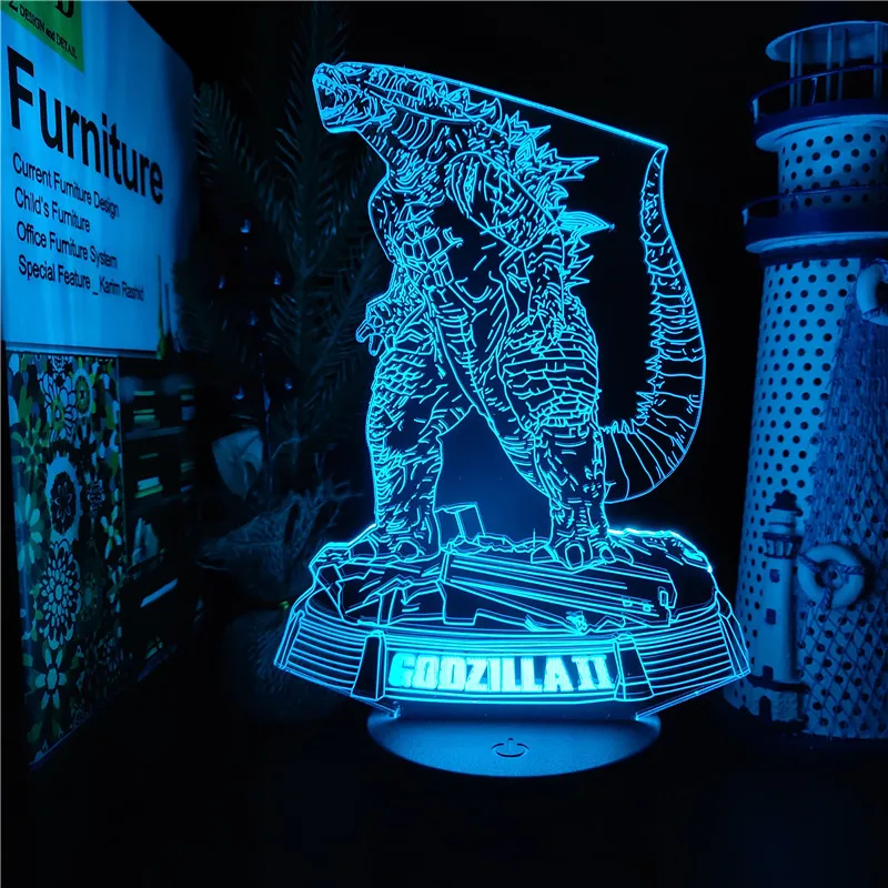 

Bandai Godzilla Gojira 3D ANIME LAMP Led Nightlights 7 Color Changing Godzilla vs Kong lampara Led For Home Decoration