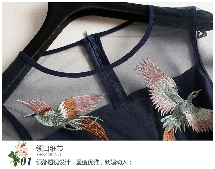 Женское платье в богемном стиле с вышивкой и сеткой весна 2019 | Женская одежда