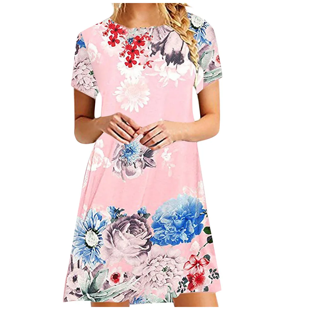 Женская футболка с коротким рукавом и круглым воротником принтом летняя
