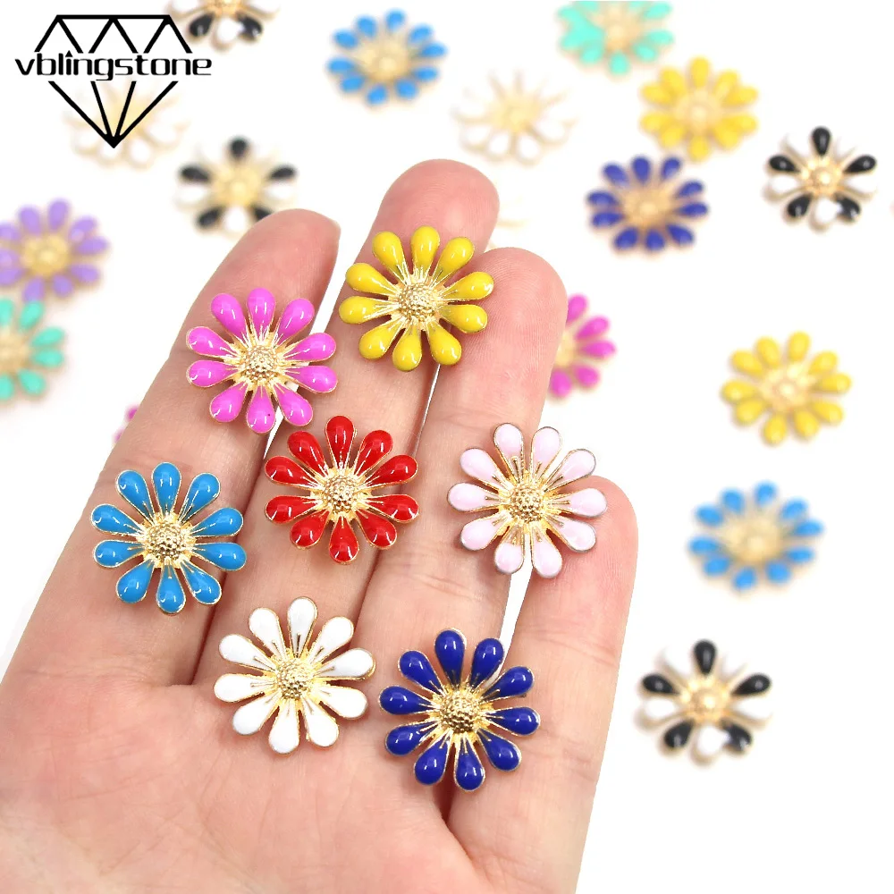 10 шт. разноцветные цветочные пуговицы винтажные металлические украшение из