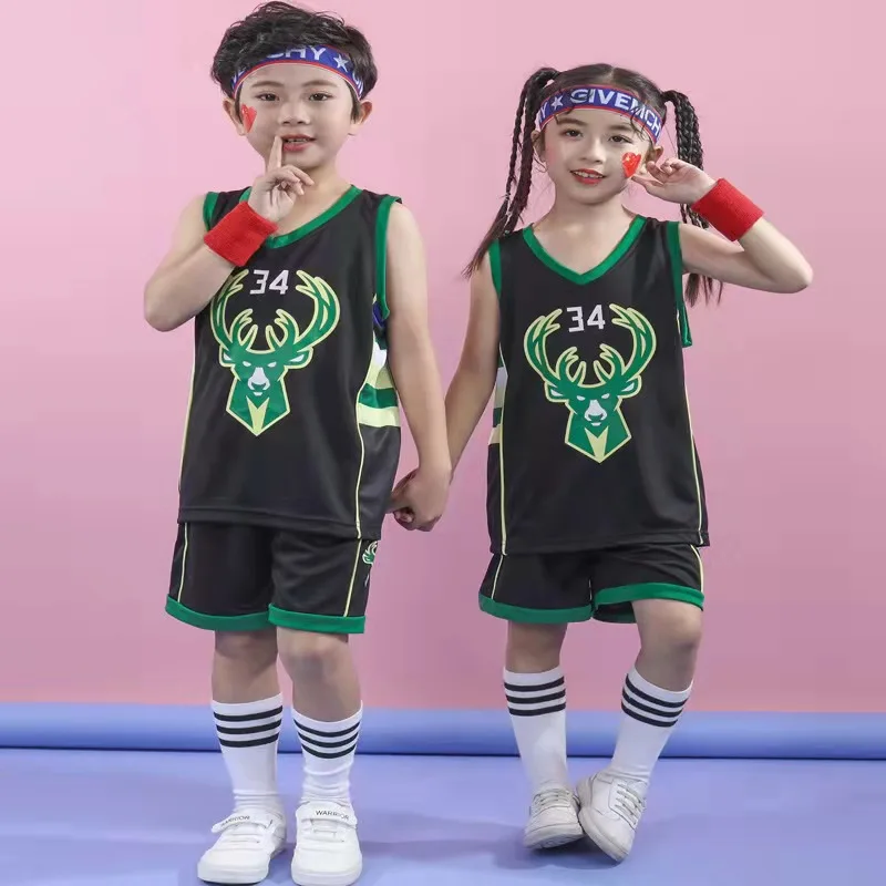 

No: 34 Number Basketball Uniform Suit Children Outdoor Sportswear Boys Sleeveless Vest Youth Basketball Vest Shorts Sportswear