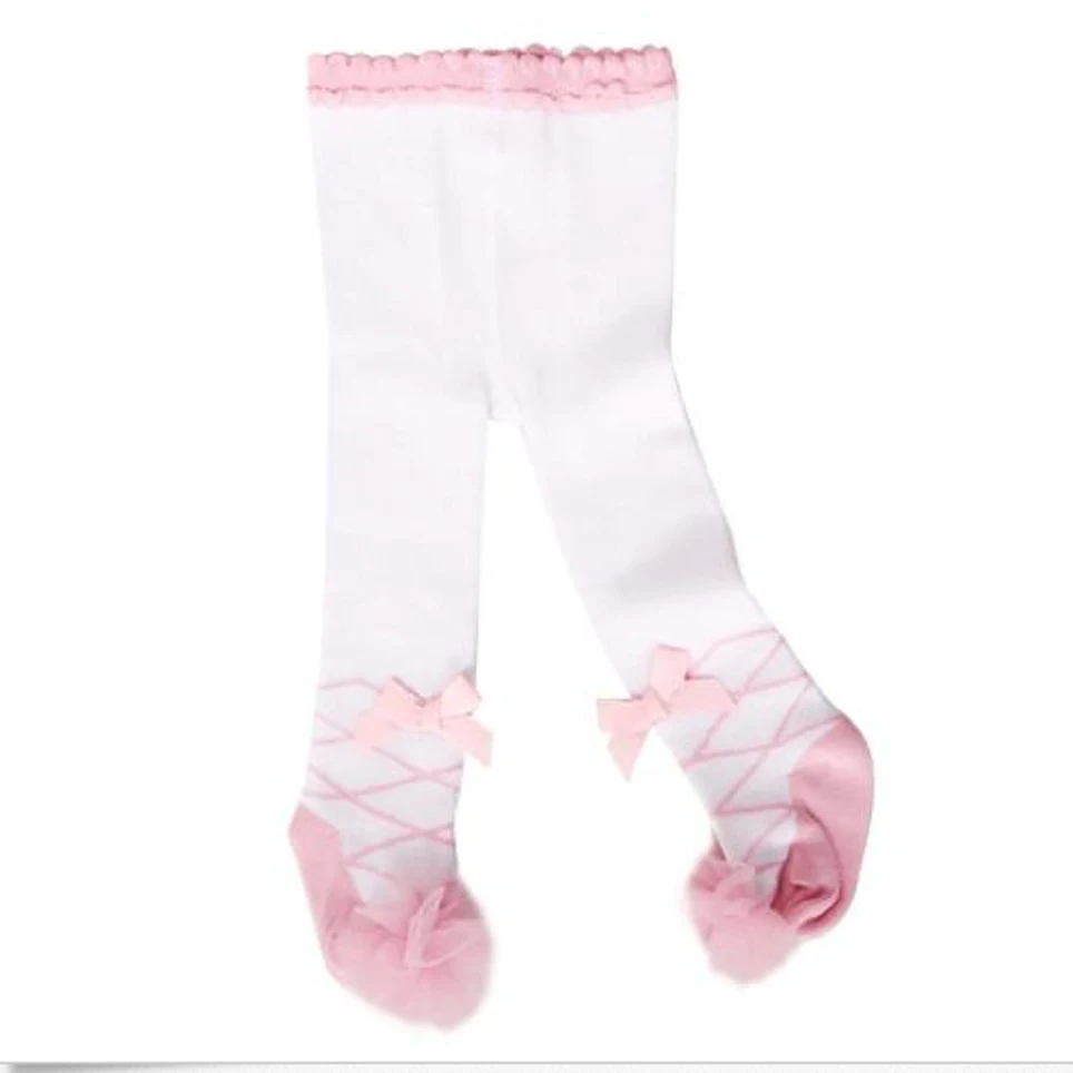 White pink lace Хлопковые чулки для маленьких девочек от 0 до 3 лет теплые колготки кружевные чулки для принцесс, колготки, брюки-колготки - Цвет: White pink lace