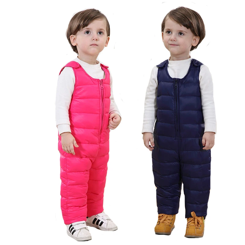Детские зимние Пуховые брюки одежда для малышей детские теплые маленьких